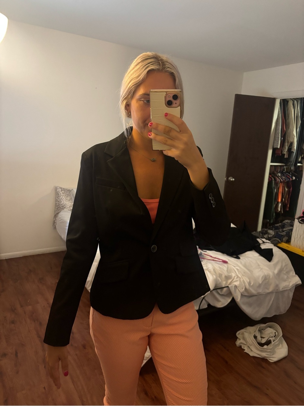 Women's Black Single-Button Blazer - Tailored Work Jacket